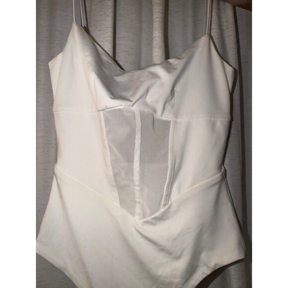 Princess Polly Cream White Mesh Strappy Camisole Bodysuit XS 0 One piece bridal - Picture 5 of 10
